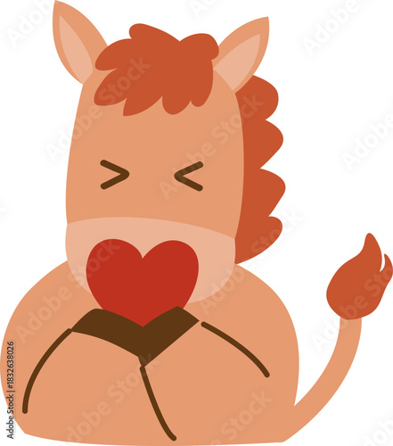 ute Horse Character Illustration for 2026 Year of the Horse, Lunar New Year Zodiac Animal, Chinese Zodiac Cartoon Mascot, Kawaii Horse Clipart, New Year Symbol and Fortune Design