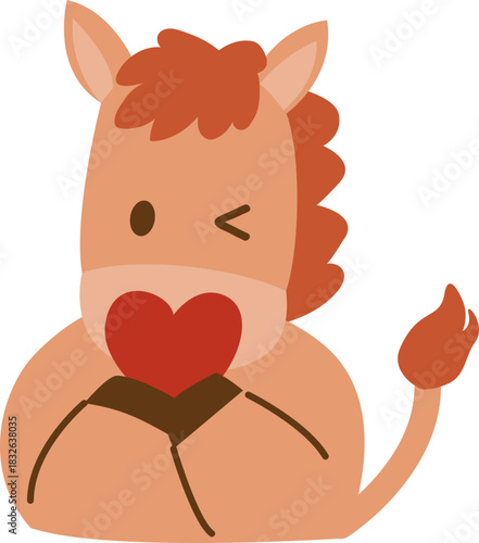 ute Horse Character Illustration for 2026 Year of the Horse, Lunar New Year Zodiac Animal, Chinese Zodiac Cartoon Mascot, Kawaii Horse Clipart, New Year Symbol and Fortune Design