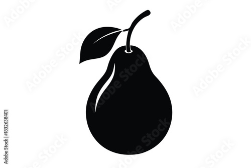 Isolated pear icon displays simple form with leaf and short stem