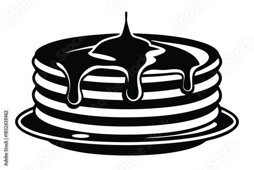 Syrup cascades down the stack of fluffy, delightful pancakes resting gracefully on a simple plate