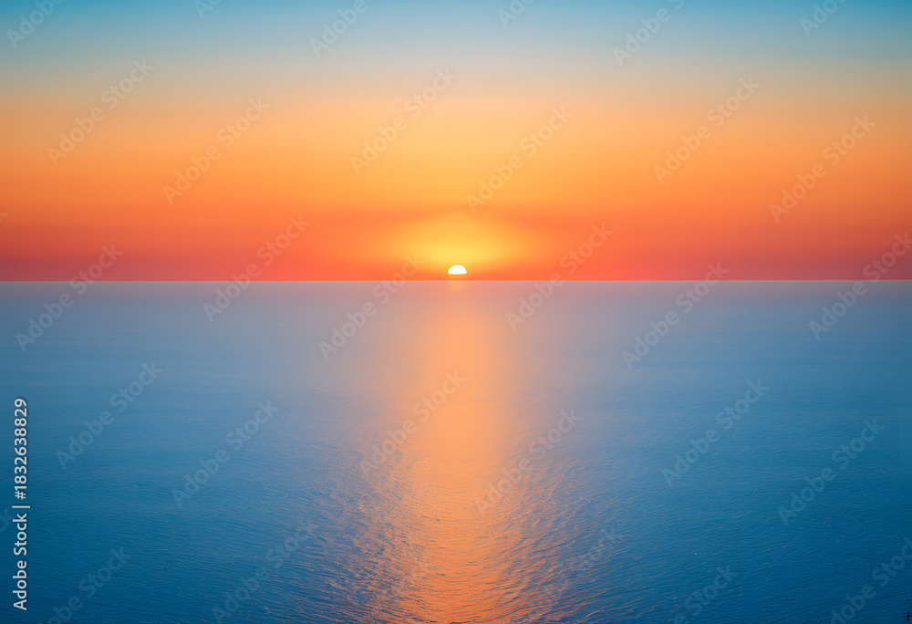 Fototapeta premium Sun dropping into ocean at horizon line during sunset