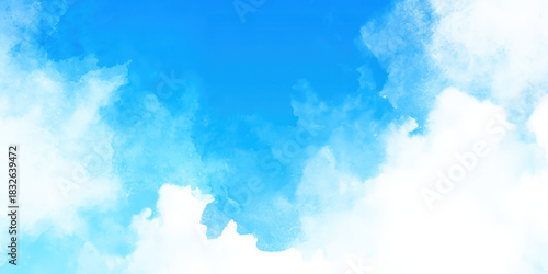 Abstract Watercolor Background with Blue and White Blending, Artistic Texture for Creative Design Projects, Sky and Cloud Effect, Light and Airy Feel