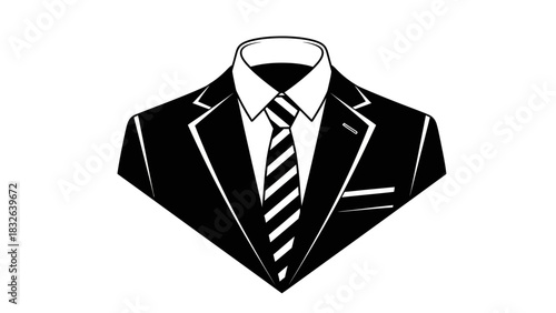 Formal Suit and Tie Icon – Elegant Menswear Fashion Illustration