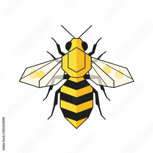 Geometric Bee Illustration Striking Design with Bold Colors and Sharp Lines.