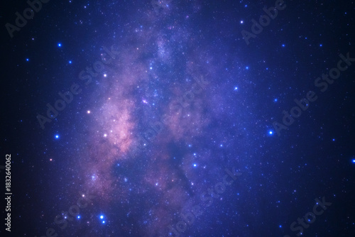 Night sky space background, Starry universe in dark blue sky, Milky way galaxy with stardust field in deep universe