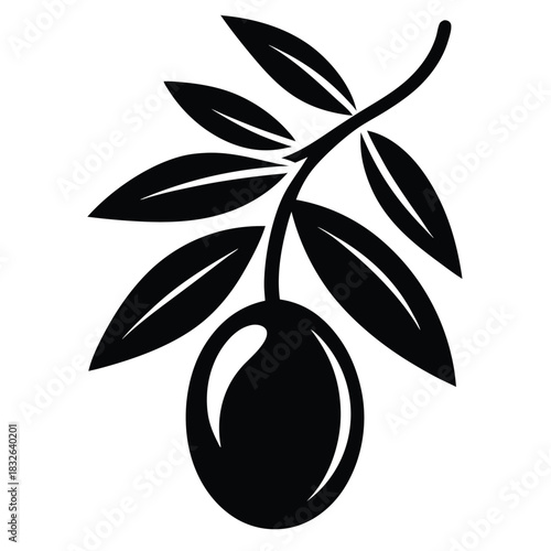An olive branch with leaves showcases the timeless beauty of nature in monochrome simplicity
