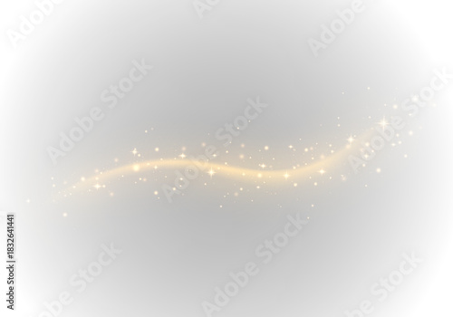 Tableau sur toile Drifting gold light wave stretches into flowing line in soft png with speed, motion