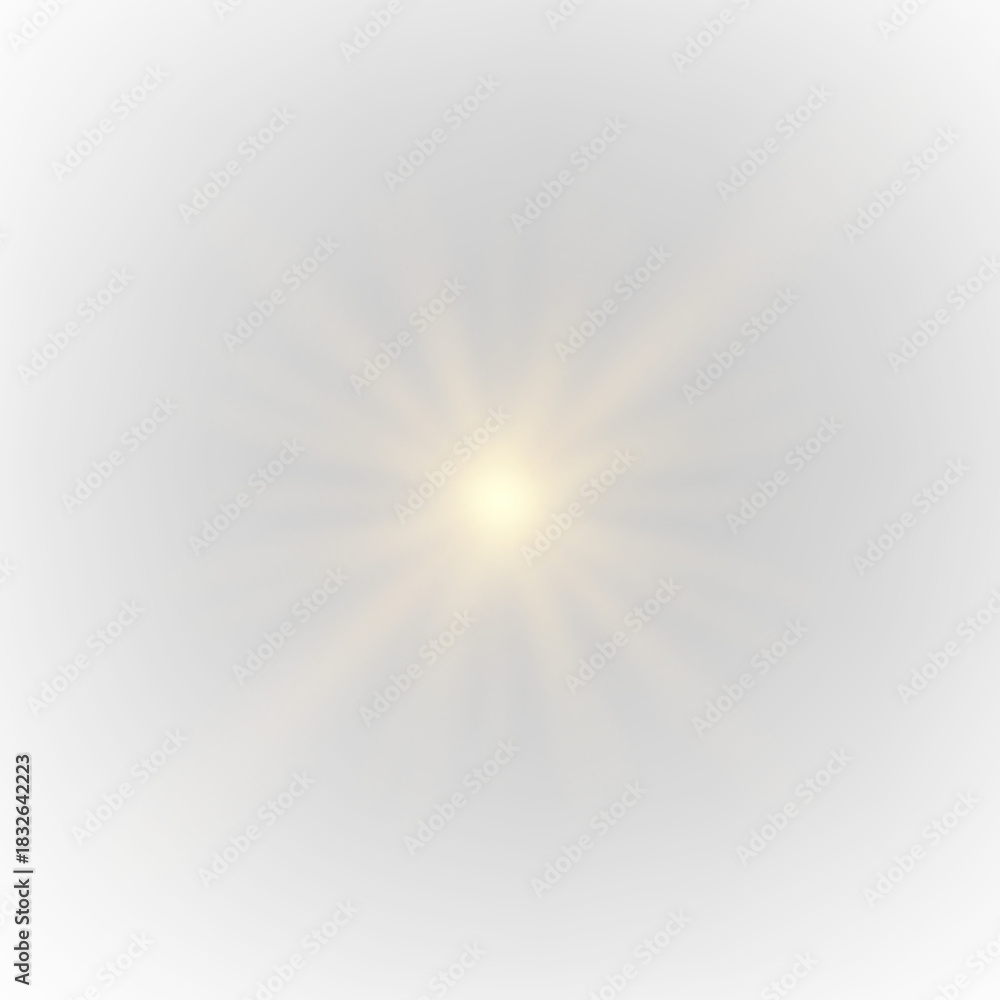 Obraz premium Soft yellow star glows with sparkling light. PNG. Floating dust, glitter sun, and tiny stars surround it golden luminous beams and soft sparks radiate outward.