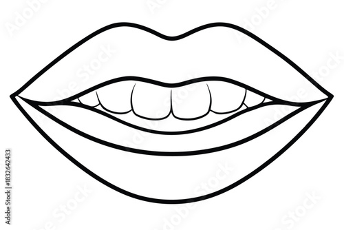 Mouth outline shows upper teeth and lips with dark line art