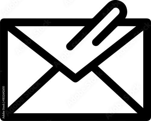 Simple envelope icon with paperclip, representing communication and correspondence