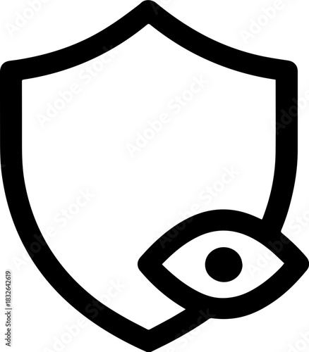 Simple and modern shield icon with eye symbol, representing security and surveillance