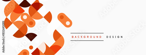 Abstract geometric shapes, orange hues, white background. Modern design element for banners or presentations. Simple, clean aesthetic.