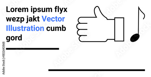 Feedback systems, music appreciation, positive reinforcement, evaluation, symbolism, communication. Thumbs-up hand gesture with a musical note. Feedback systems and music appreciation