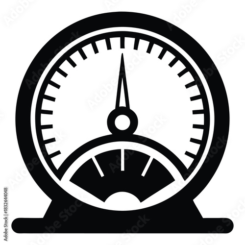 Black meter shows a needle pointing at the center against a white background