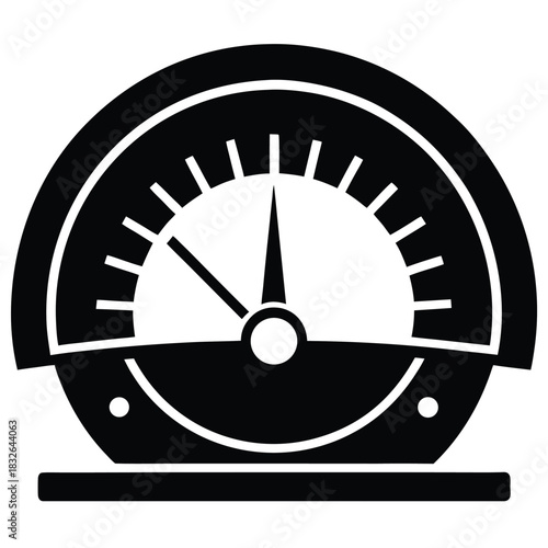 The speedometer in black indicates a specific measurement or speed, as shown clearly