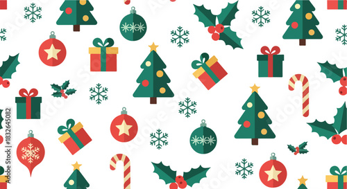 Festive Christmas Pattern A Delightful Holiday Seamless Background with Decorations