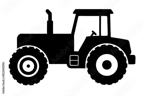Tractor black icon, old tractor silhouette art
