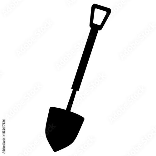 Isolated wooden handle metal shovel and spade gardening equipment tool on white background
