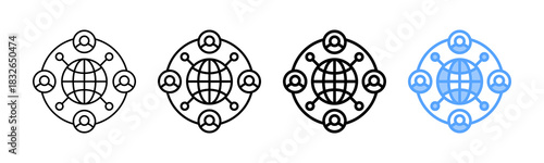 Global Network Icon Different Style Outline Collection Set 