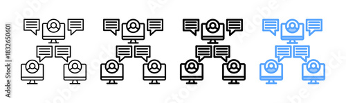 Virtual Chat Icon Different Style Outline Collection Set 