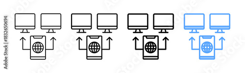 Remote Access Icon Different Style Outline Collection Set 