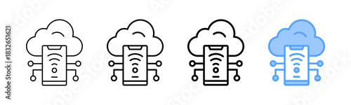 Mobile Cloud Icon Different Style Outline Collection Set 