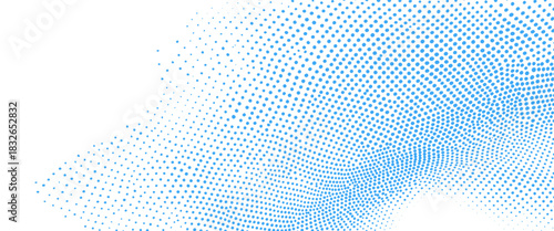 Vector Blue Halftone Wave Dot Mesh Pattern Background