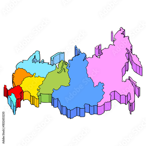 Russia map illustration hand drawn isolated vector