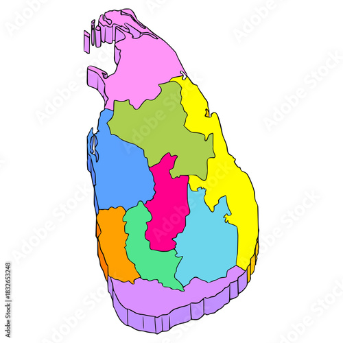 Sri Lanka map illustration hand drawn isolated vector