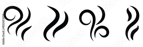 Smoke steam icon set vector hot aroma heat design on transparent background
