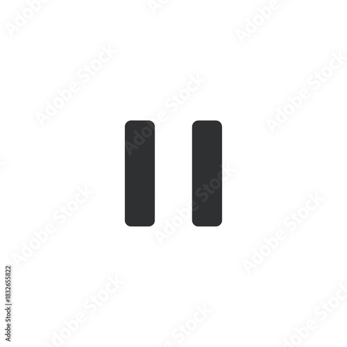 Clean and modern dark grey pause symbol for digital media controls, representing a temporary halt in playback or process within user interfaces