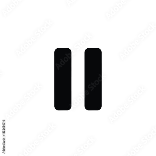 Minimalist black pause button icon, a universal symbol for stopping or holding media playback in user interface design