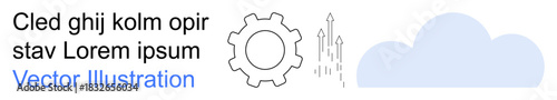 Cloud computing, data storage, workflow optimization, digital integration, futuristic technology, innovation. A gear icon with arrows beside a cloud shape. Cloud computing and data storage concept