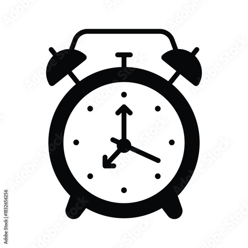 Classic alarm clock glyph icon, premium vector