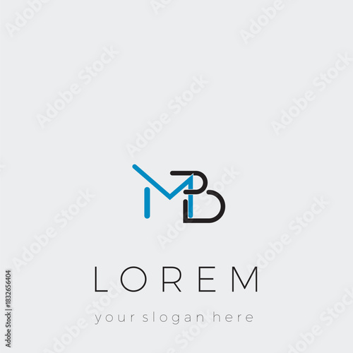 Simple black and blue MB alphabet letter icon vector logo