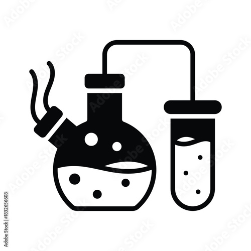 Well designed glyph style icon of of chemistry experiment, modern vector