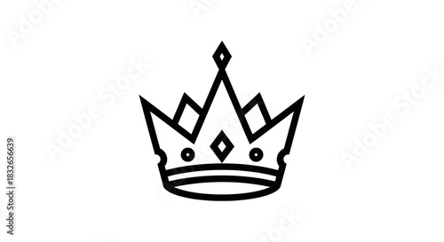 Minimalist black and white crown icon symbolizing royalty and authority design