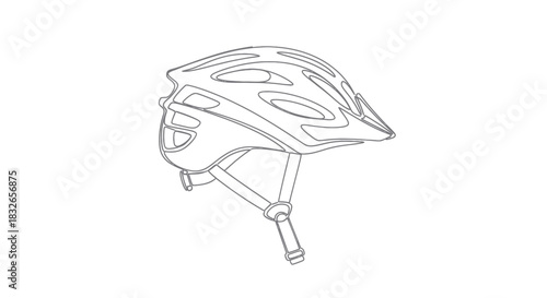 Stylized Line Art of a Modern Bicycle Helmet for Cycling Safety and Sports Use