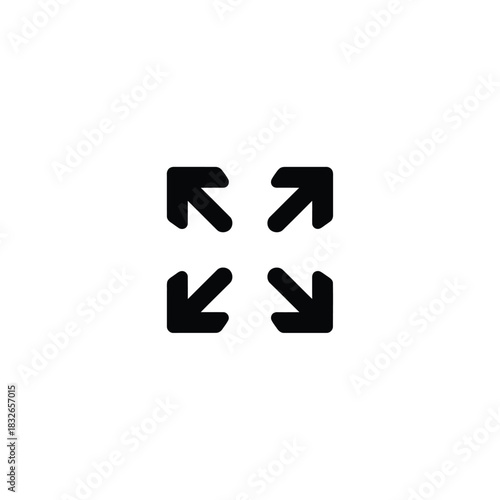 Modern vector illustration of an expand or maximize full screen icon, featuring four outward-pointing arrows, perfect for user interface design and web applications to signify content enlargement