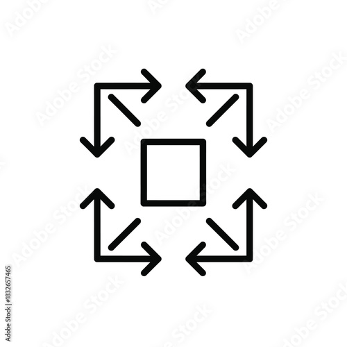 Modern vector line art icon representing the functionality of expanding or contracting content, essential for user interface design and scalable digital displays