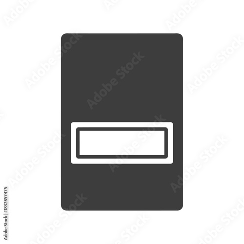 Minimalist flat icon depicting a rectangular file or document with an emphasized internal section, suitable for user interface designs and digital representations