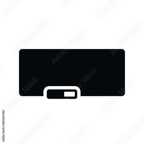 A simple black rectangle with a white switch on a dark background, representing a toggle or power button icon