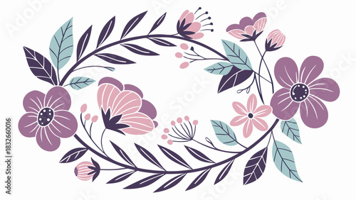 Create stunning floral designs with this elegant wreath featuring pastel purple and pink flowers, ideal for wedding invitations and spring promotions!