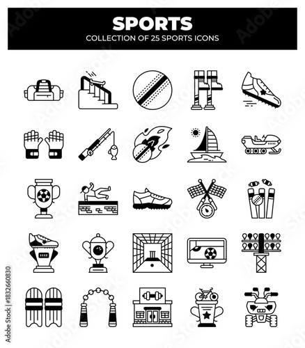Collection of 25 Sports Icons.  Athletic. Competition. and Recreation