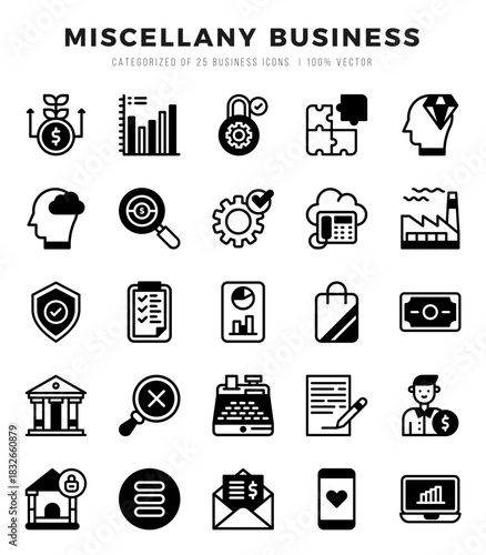 Miscellany Business icons set. Vector illustration.