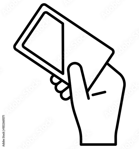 カード,交通系ICカードで決済する編集可能な線画イメージイラストアイコン2