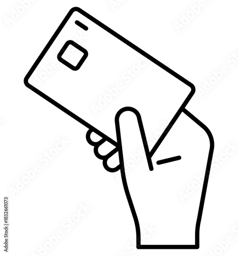 カード,クレジットカードで決済する編集可能な線画イメージイラストアイコン2