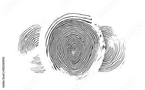 Thumbprint Identity Symbol Vector, Grunge Fingerprint Sign, Biometric Access Icon for Cybersecurity and Login Systems.