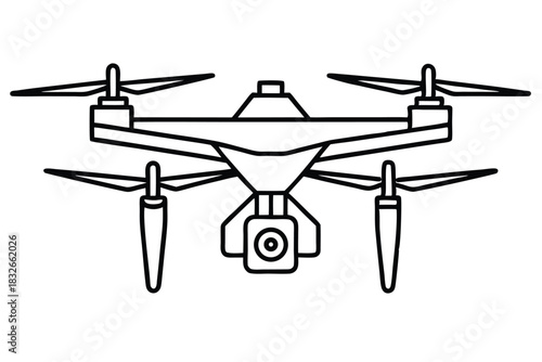 drone black and white line art on white background