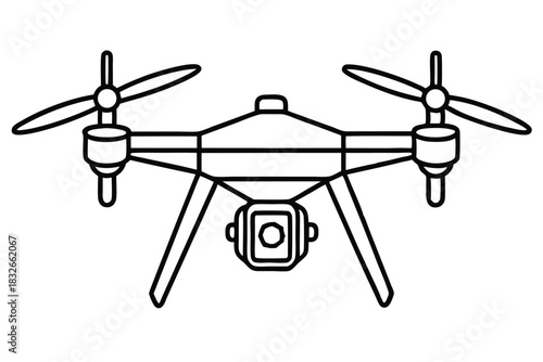 drone black and white line art on white background